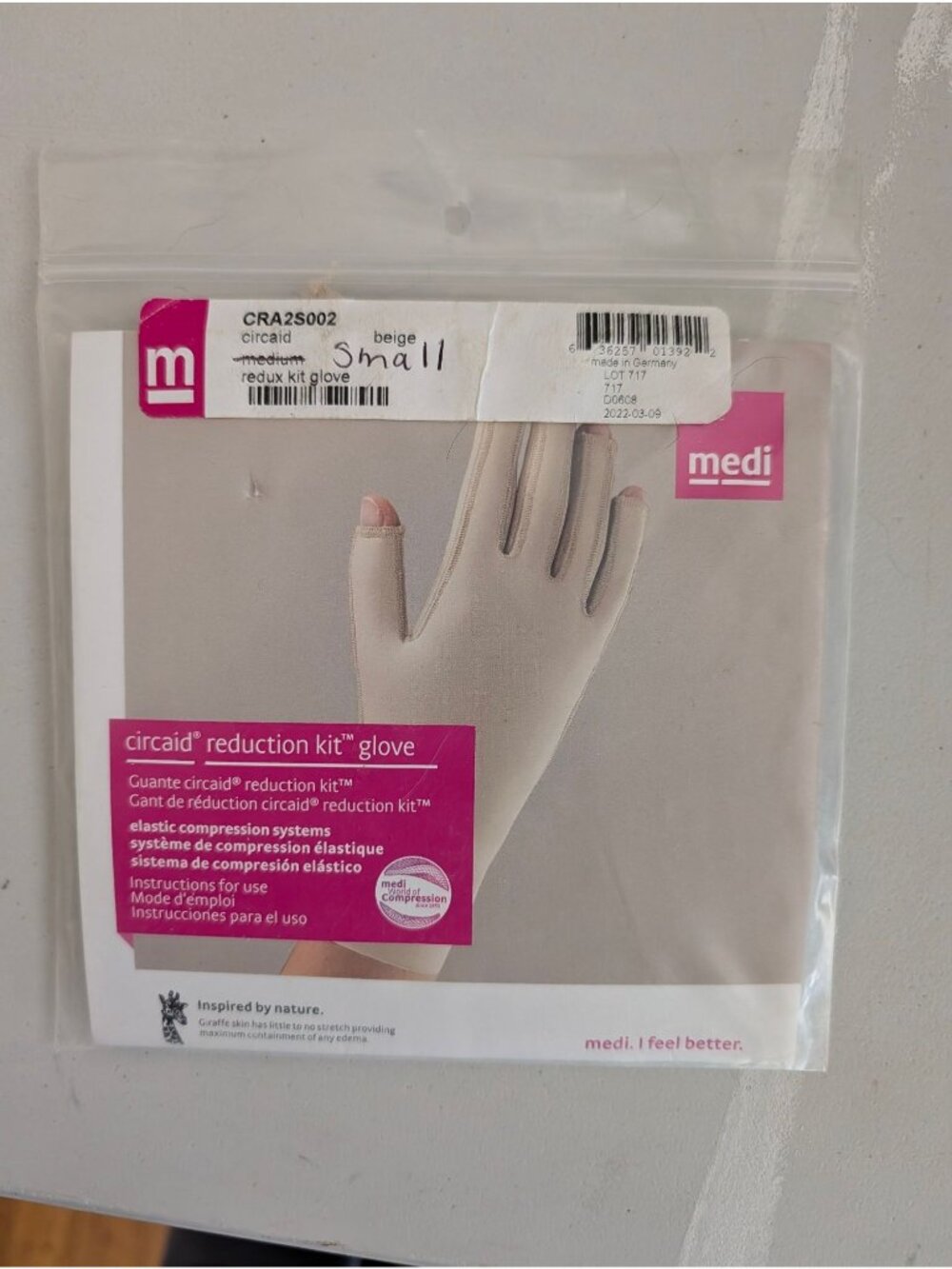 Circaid Reduction Kit Glove Beige Small Elastic Compression System